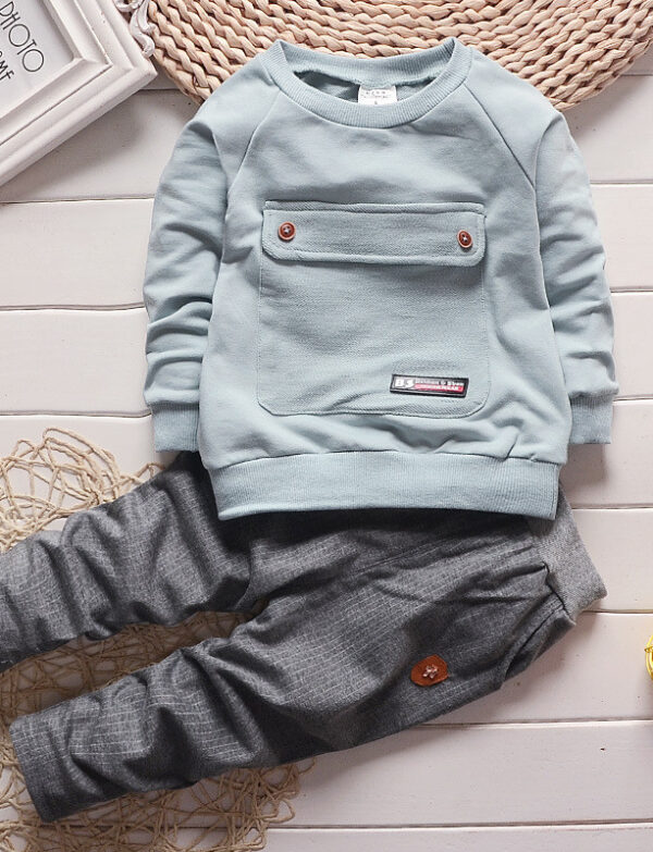 Spring And Autumn Children's Suit 0-5 Years Old Boy Baby Round Neck Children's Clothing Two-piece Set