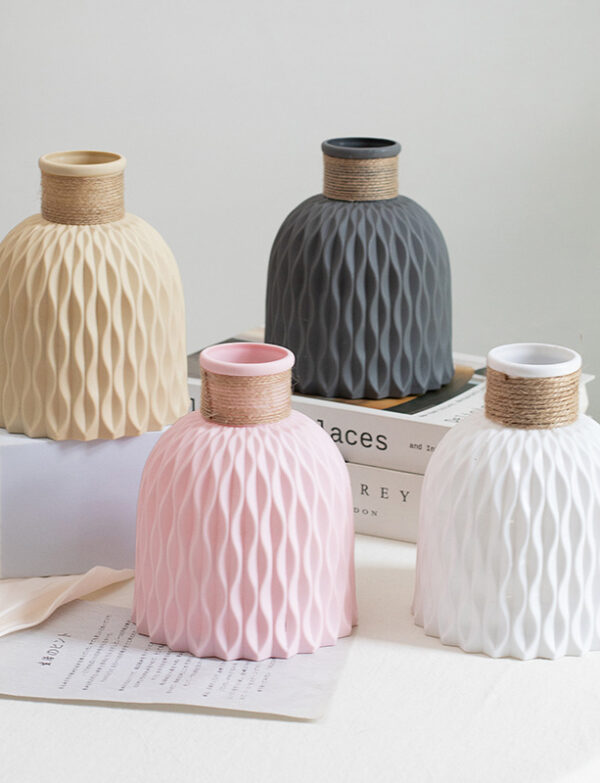 Home Ins Nordic Plastic Vase Living Room Drop-Resistant Simulation Vase Ornaments Creative Simple Fresh Vase