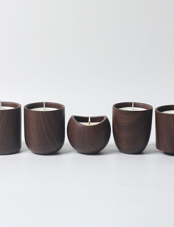 Retro Style Walnut Wood Grain Clay Potted Indoor Cactus Non-Porous Flower Pot Candle Aromatherapy Cup Dual-Purpose