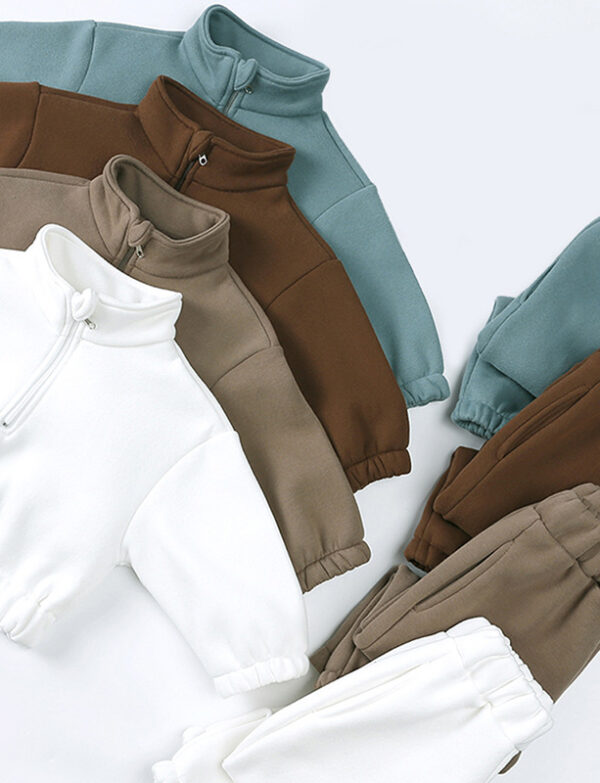 Winter New Arrival Suit Fashionable High Neck Half Zip Top Ankle Pants Fleece Casual Suit