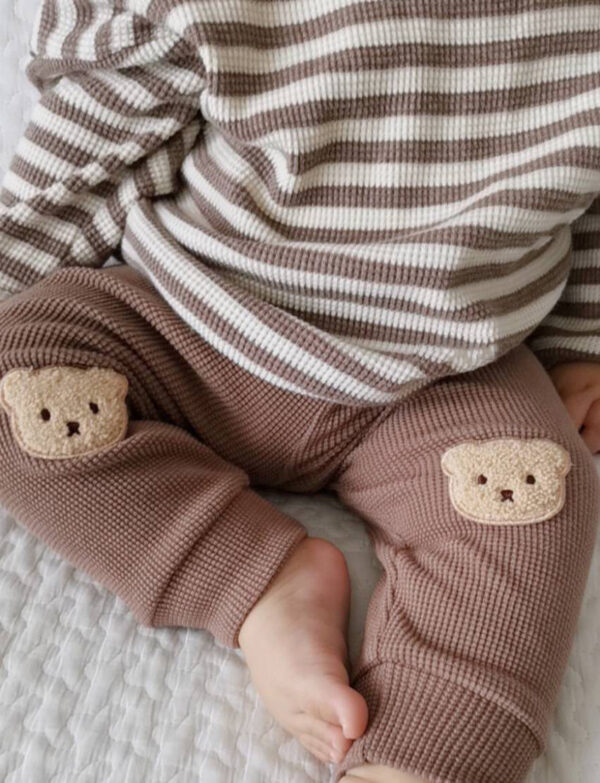 Spring And Autumn New Korean Waffle Bear Pants Cute Baby Trousers Fashion Out Harem Pants Factory Batch