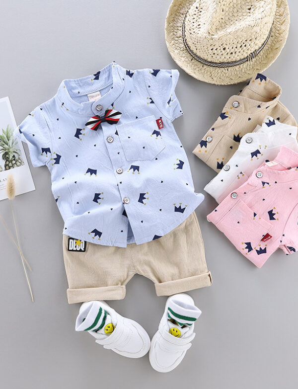 2022 Brand Children's Clothing Children's Clothing Summer New Children's Clothing Boys Baby Infant Children's Suit Shirt Short-sleeved Suit