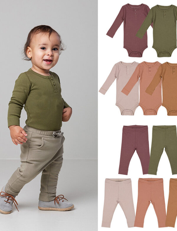 Baby Spring Omodal Cotton Male And Female Baby Cotton Romper Bottoming Shirt Long-sleeved Trousers Home Service Two-piece Set