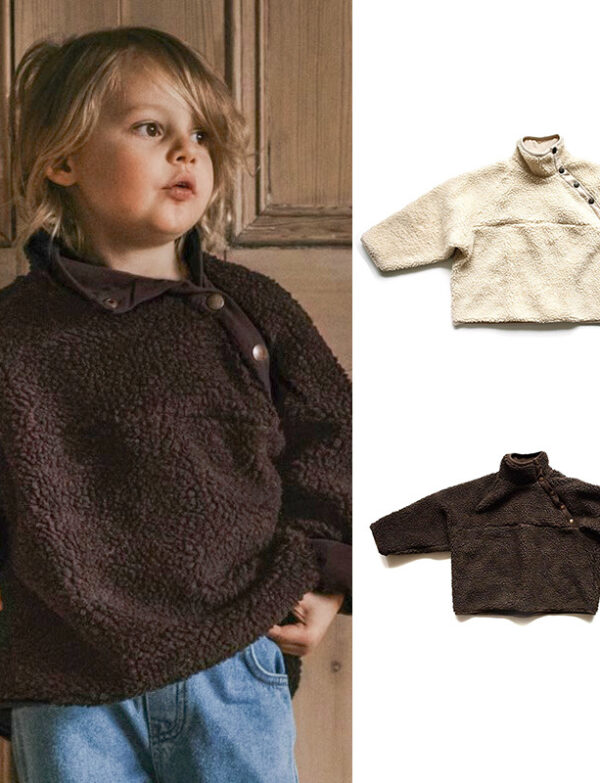 2023 European And American Style Autumn And Winter New Children's Lamb Velvet Pullovers For Men And Women Baby Warm And Comfortable Sweatshirt Jackets