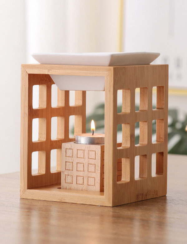 Jiugongge Square Large 150 Ml Bamboo Aromatherapy Lamp Stove Machine Ceramic Household Essential Oil Lamp Cross-border Amazon