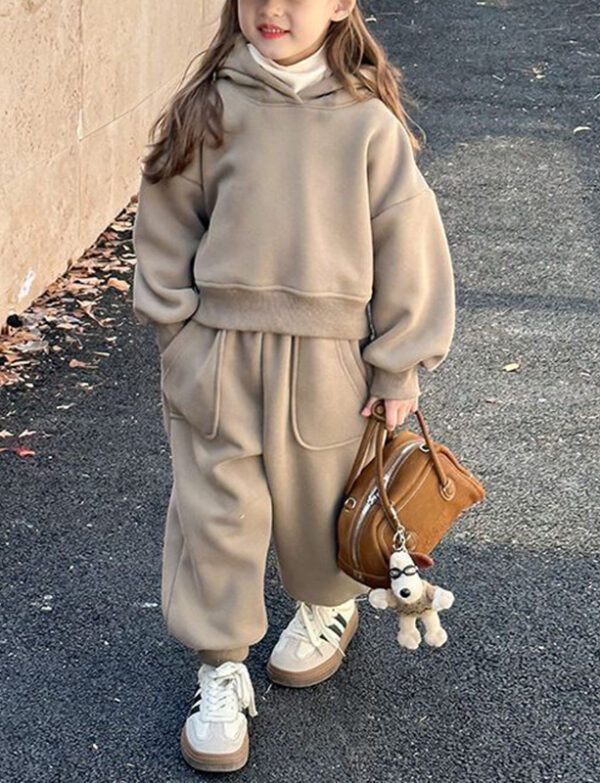 Boys And Girls Autumn And Winter Fleece-lined Padded Vests Suit 2024 New Children's Sports Western Style Leisure Two-piece Suit