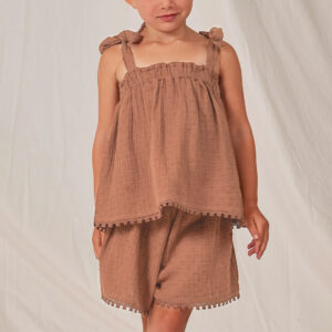 Cotton Jacquard Camisole Shorts Two-piece Children's Wear Summer New Sweet Adjustable Shoulder Strap Cute Suit