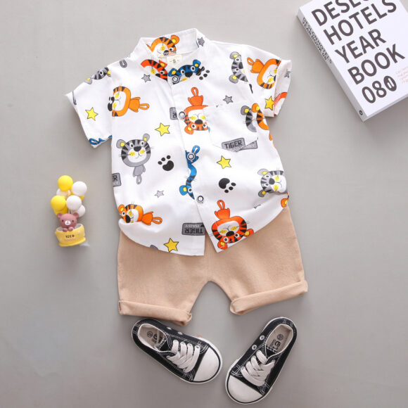 Summer Boy's Suit Baby Children's Summer Short-sleeved 1-3 Years Old Baby Shirt Two-piece Set